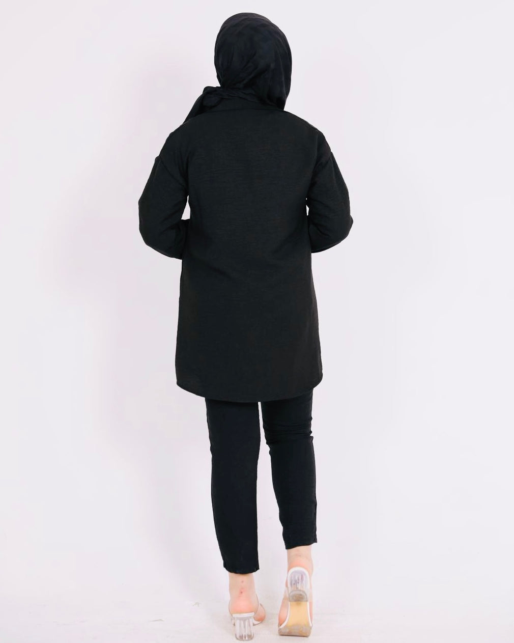 Cep ve Yakası Taşlı İkili Takım Siyah