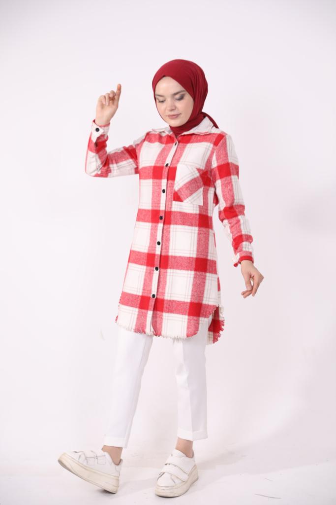 Square Pattern Lumberjack Shirt Red