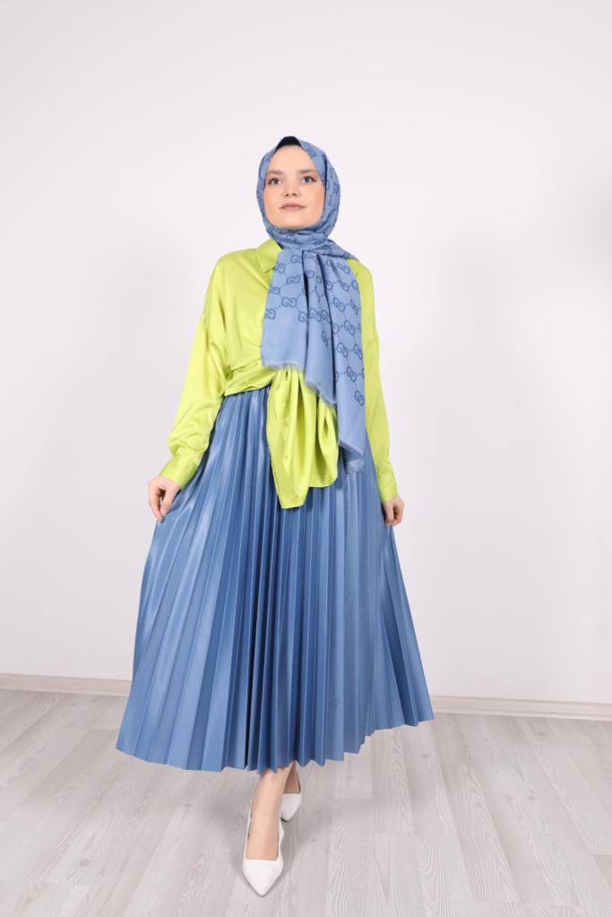 Solid Color Satin Shirt Pistachio Green