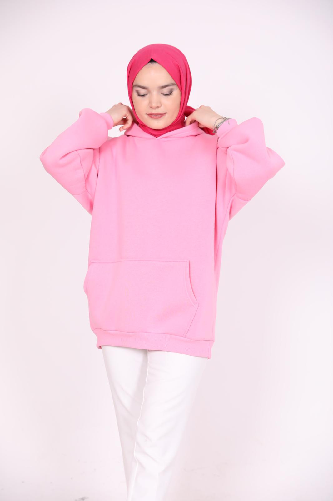 Three Thread Kangaroo Pocket Sweat Pink