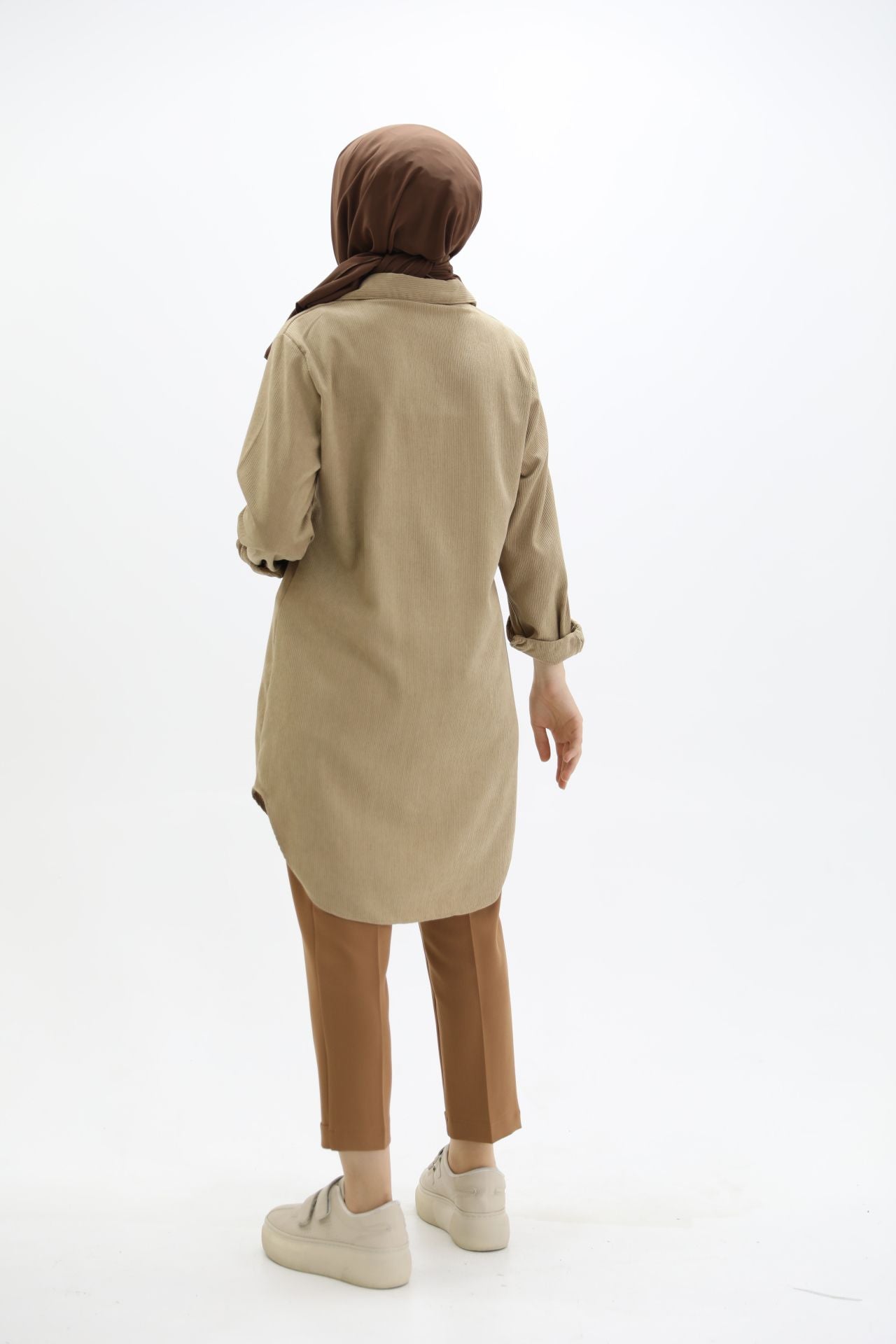 Velvet Shirt with Pockets Beige