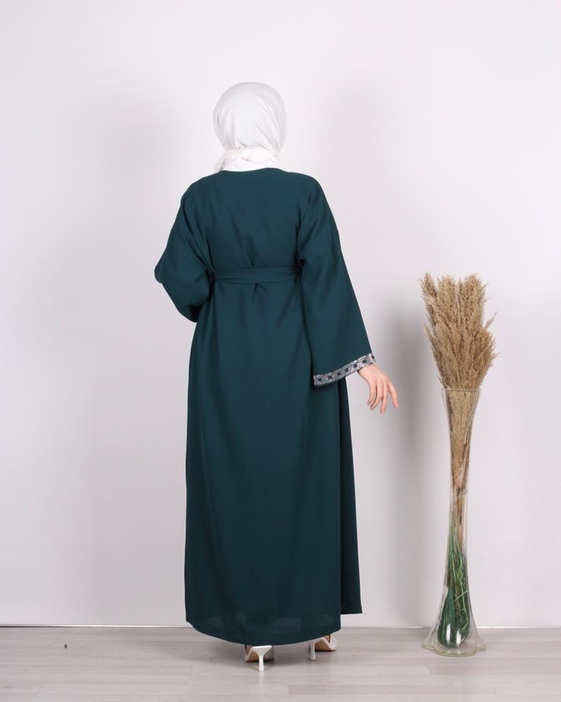 Stone Embroidered Abaya Green