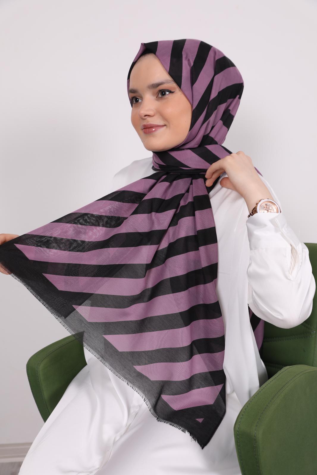 Çizgili Şal Lila