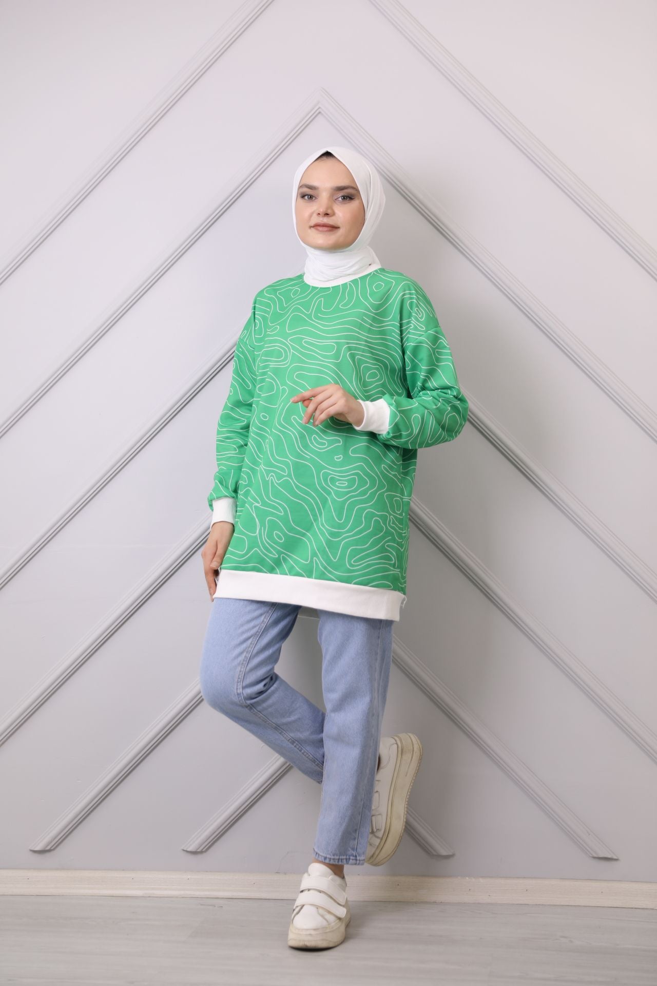 Ribbed Patterned Sweat Green