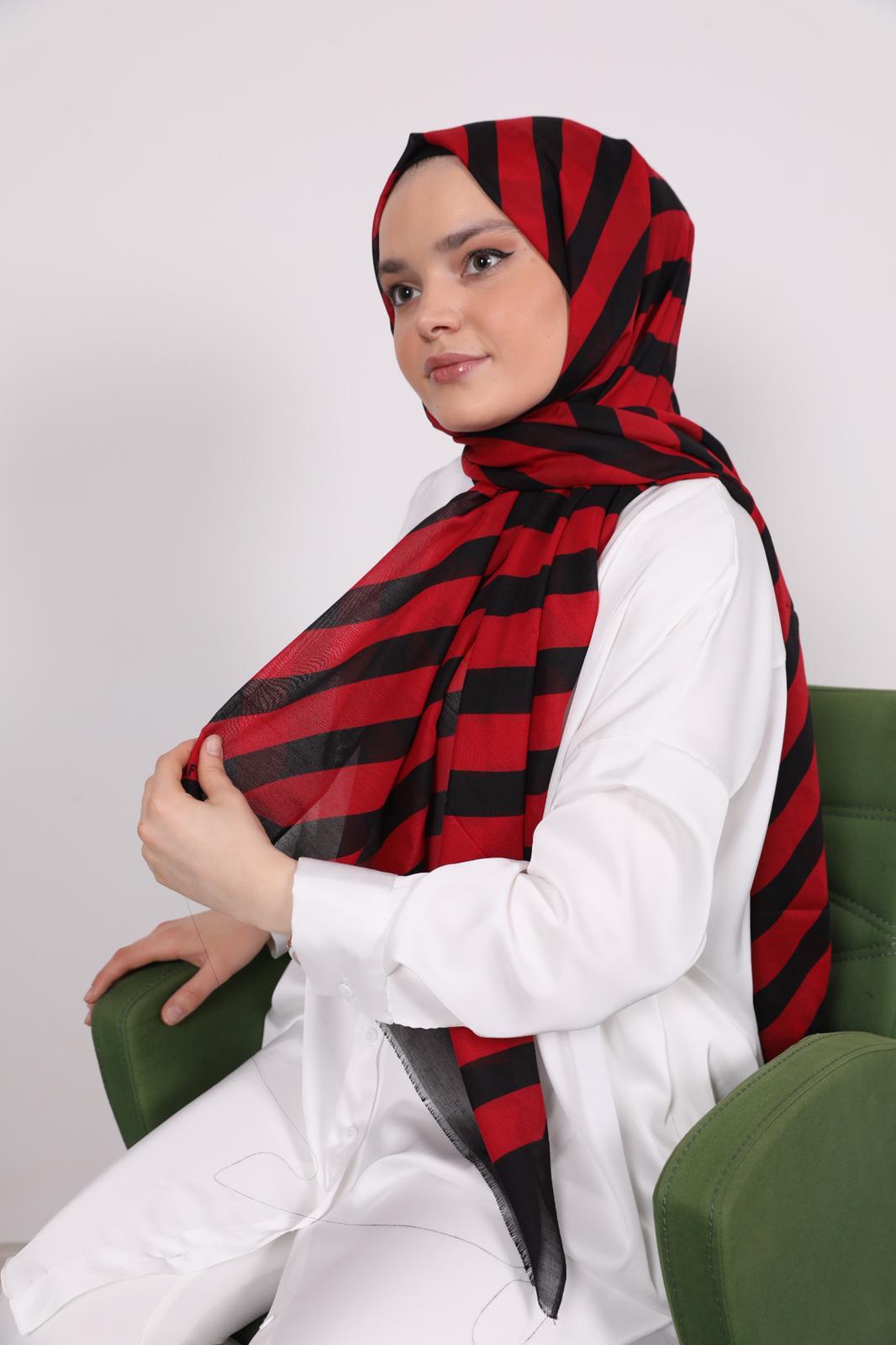 Çizgili Şal Kırmızı