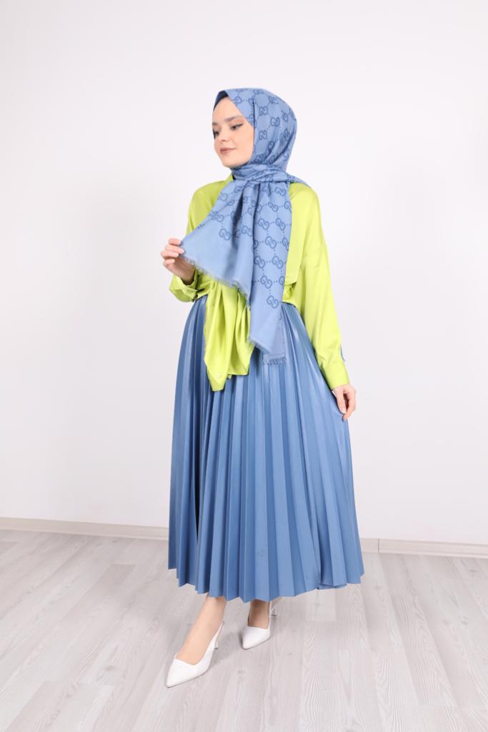 Solid Color Satin Shirt Pistachio Green