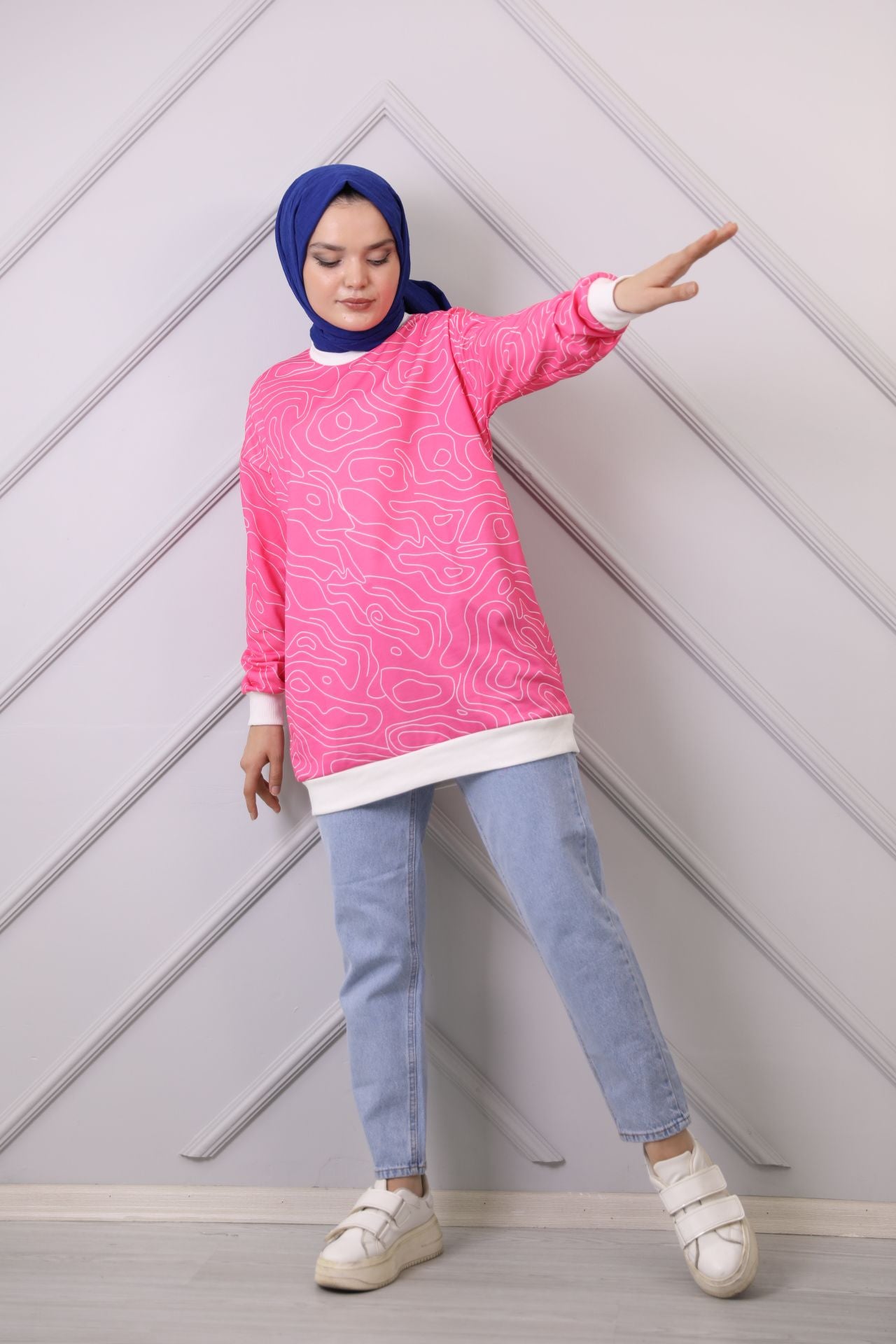 Ribbed Patterned Sweat Pink
