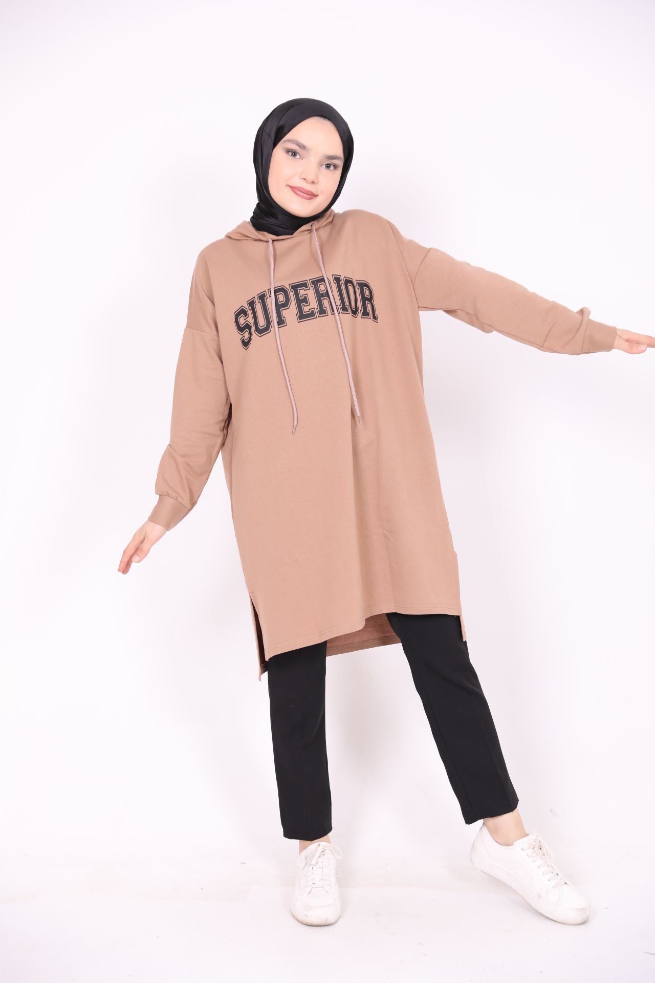 Superior Baskılı Sweat Camel