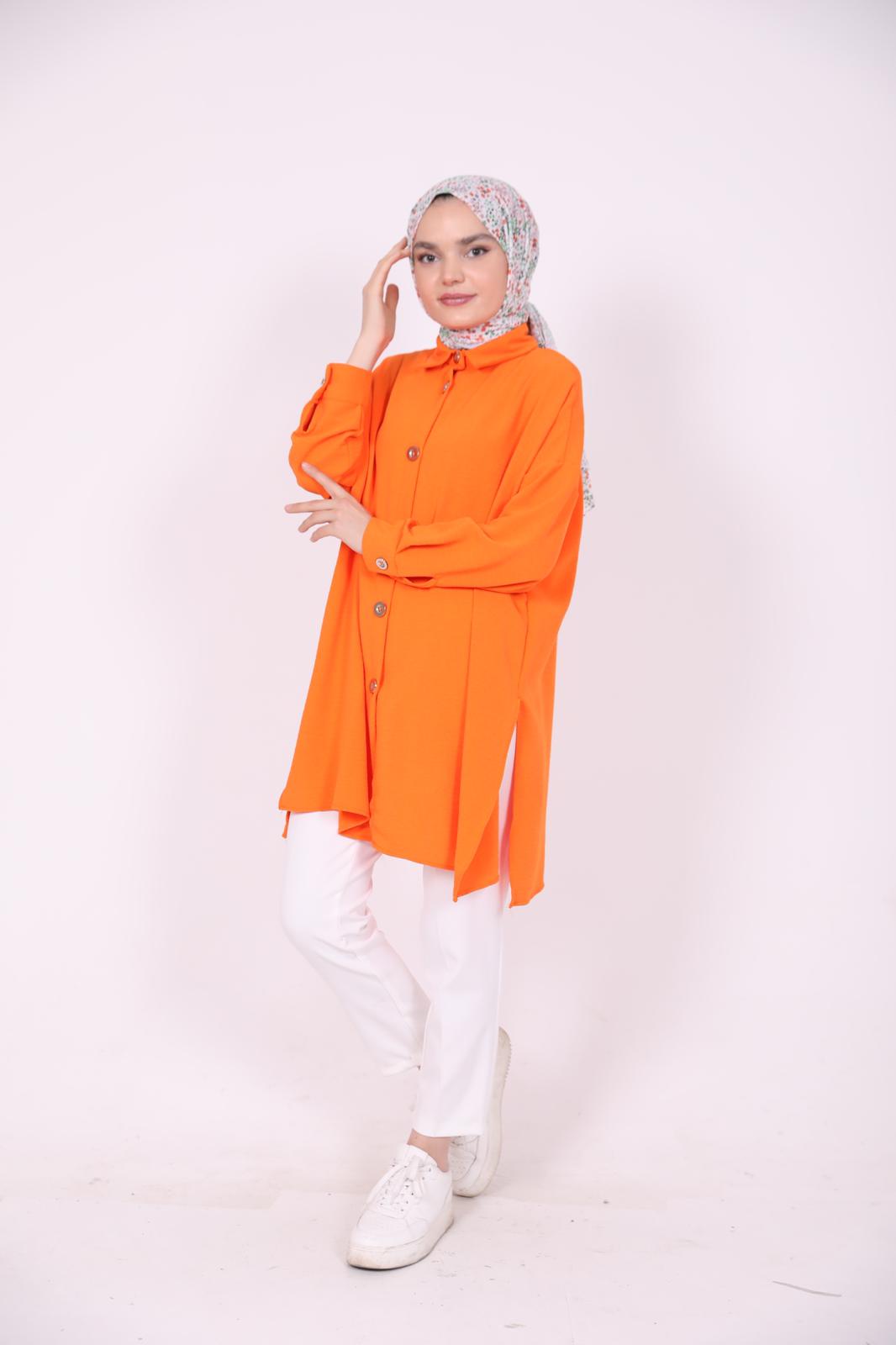Wide Buttoned Ayrobin Shirt Orange