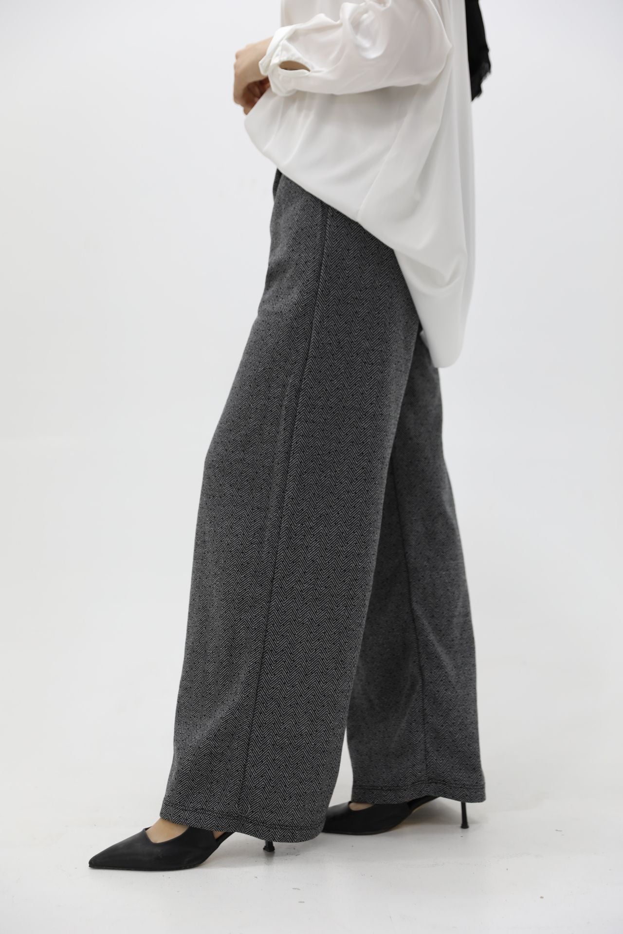 Kemerli Kaşe Pantolon Siyah