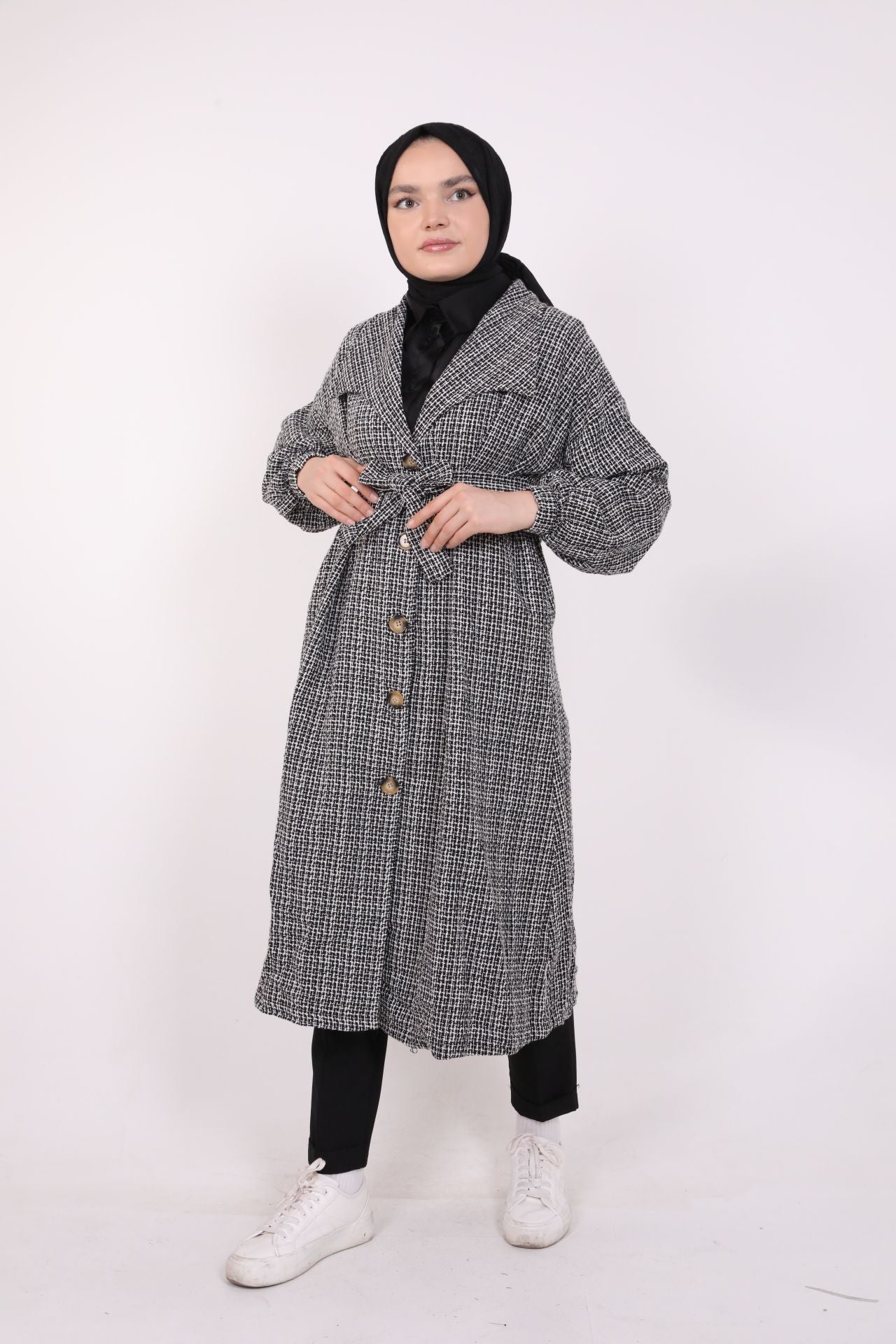 Şanel Fabric Lined Coat Black