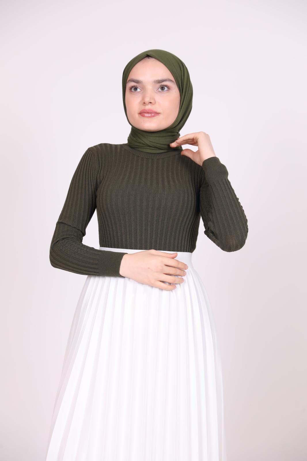 Boğazlı Triko Badi Haki