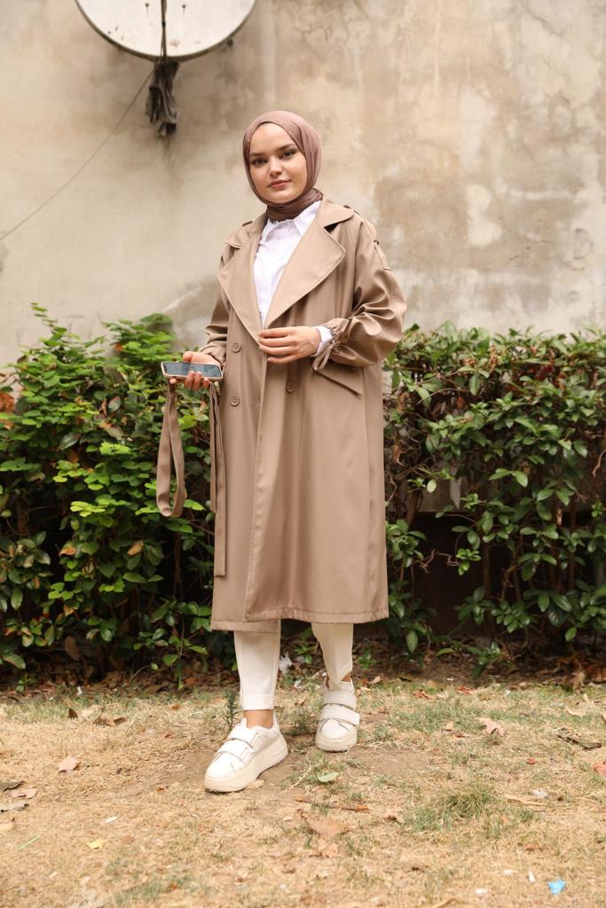 Oversized Trench Mink with Tied Sleeves