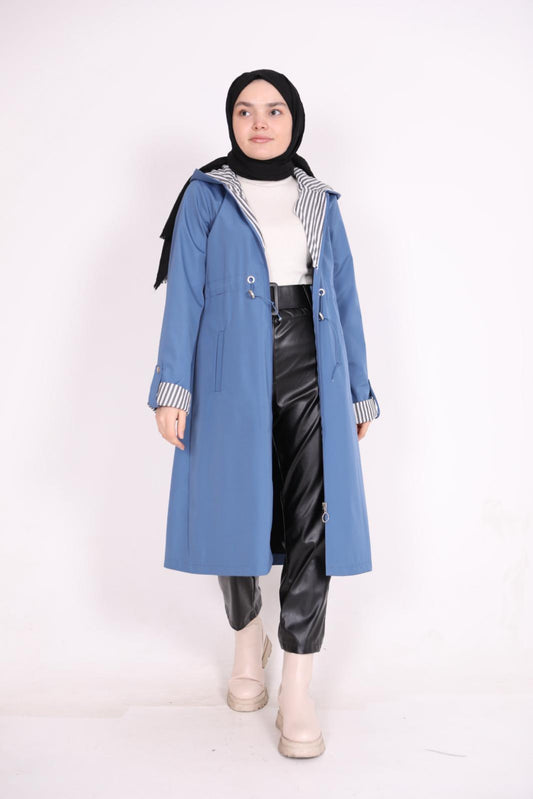 Striped Trench Blue