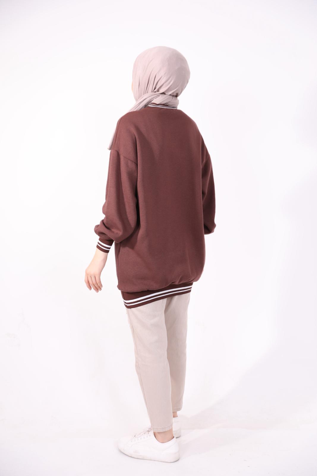 Three Thread Sweat Brown with Stripes on Sleeves and Skirt