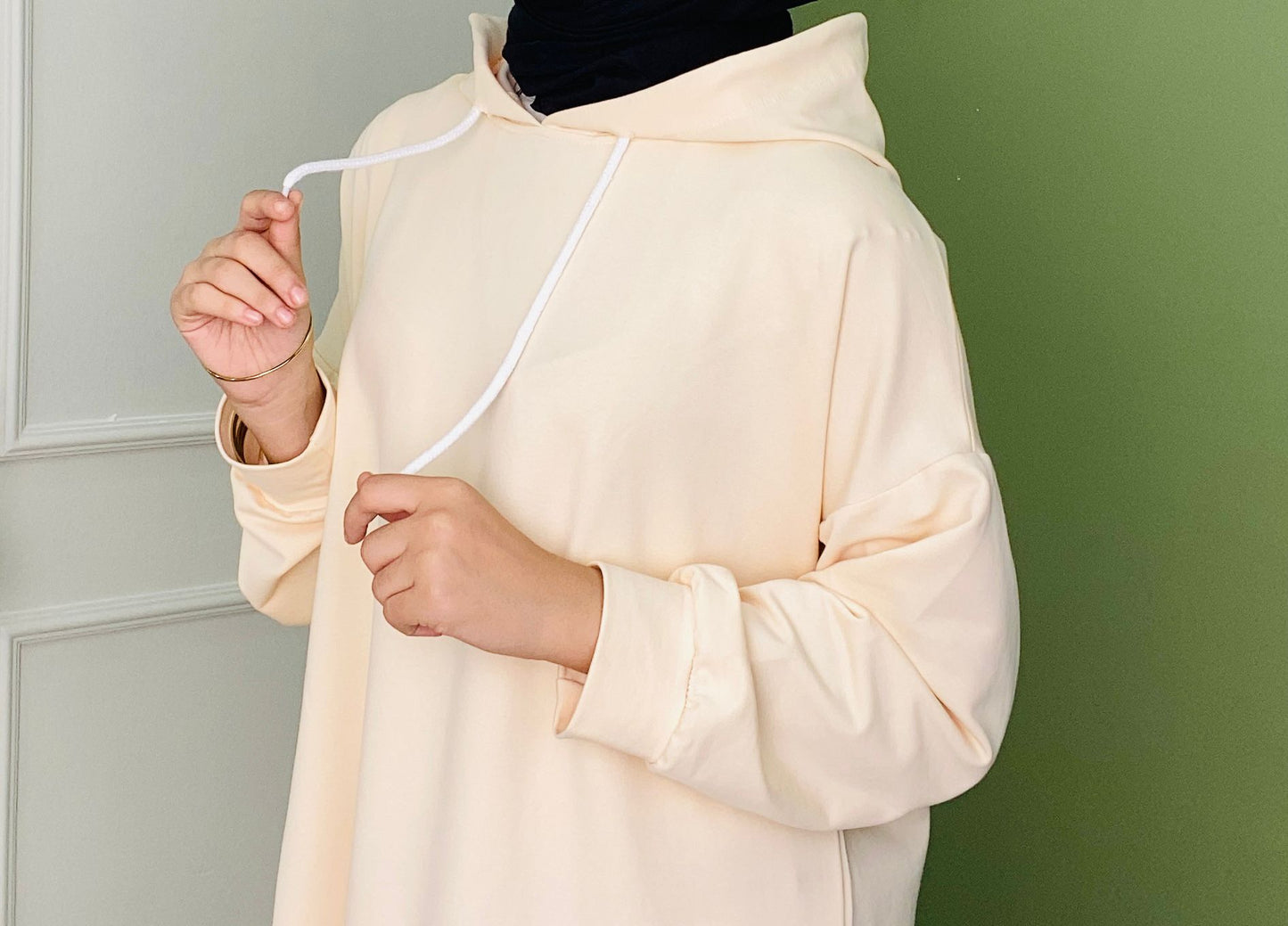 Hooded Sweat Dress Beige