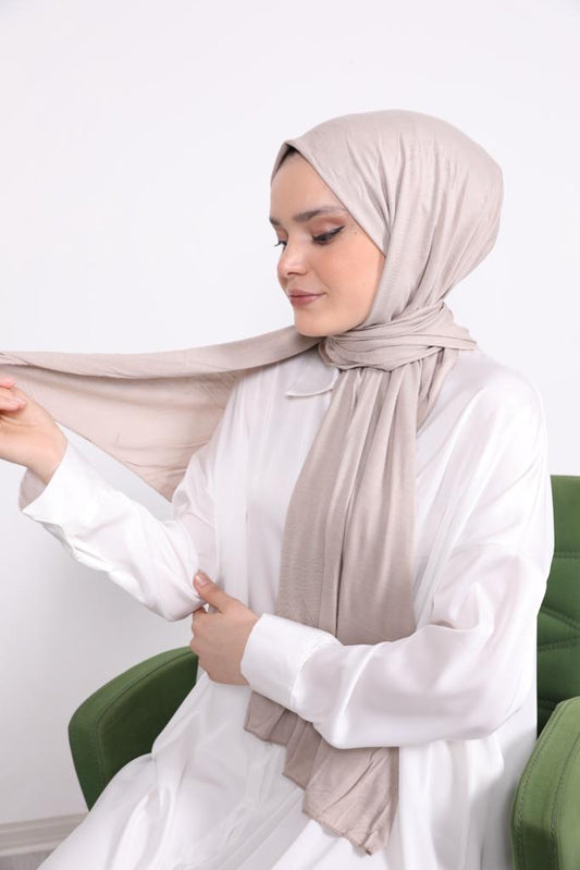 Plain Color Combed Cotton Shawl Beige