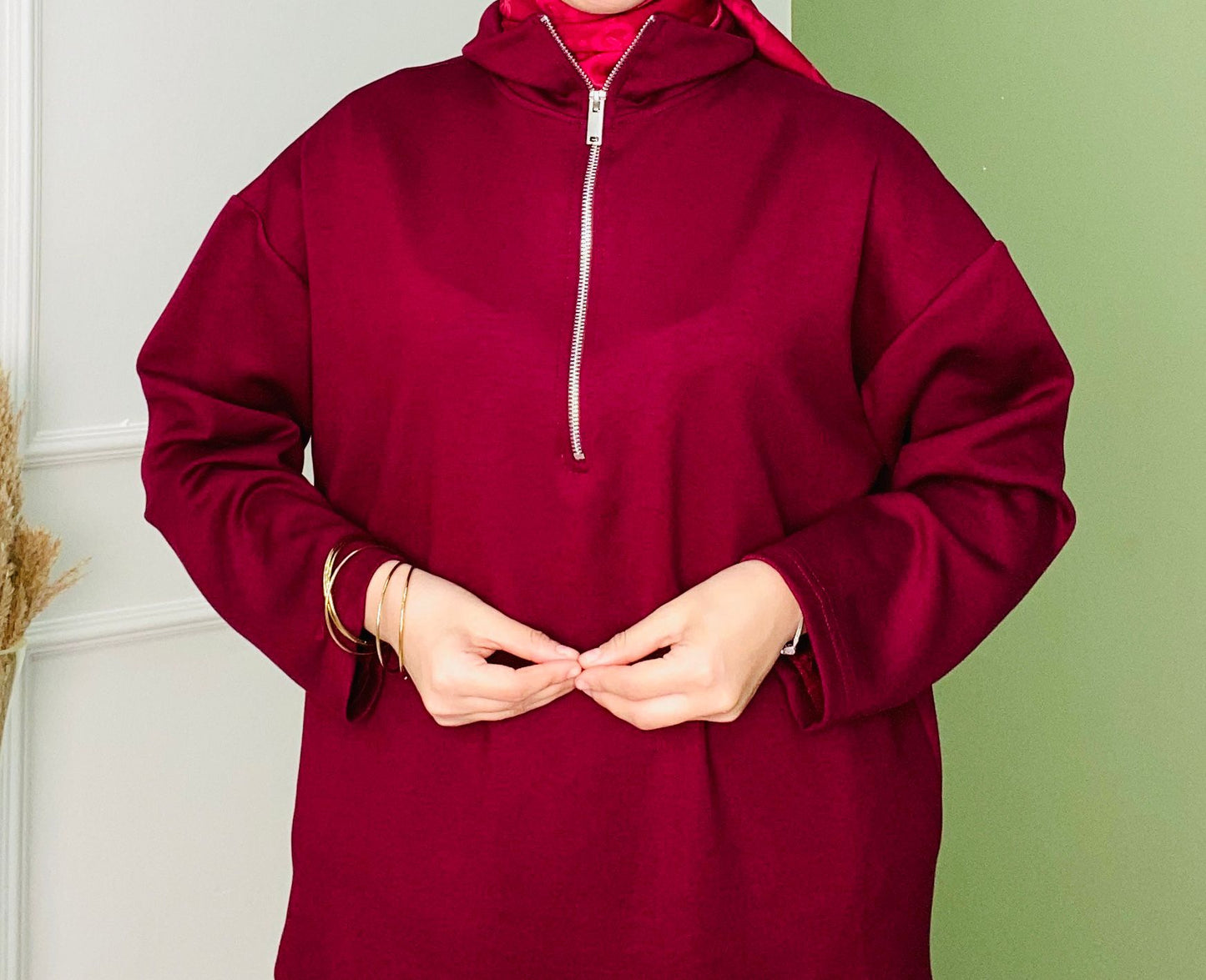 Yarım Fermuarlı Oysho Sweat Bordo