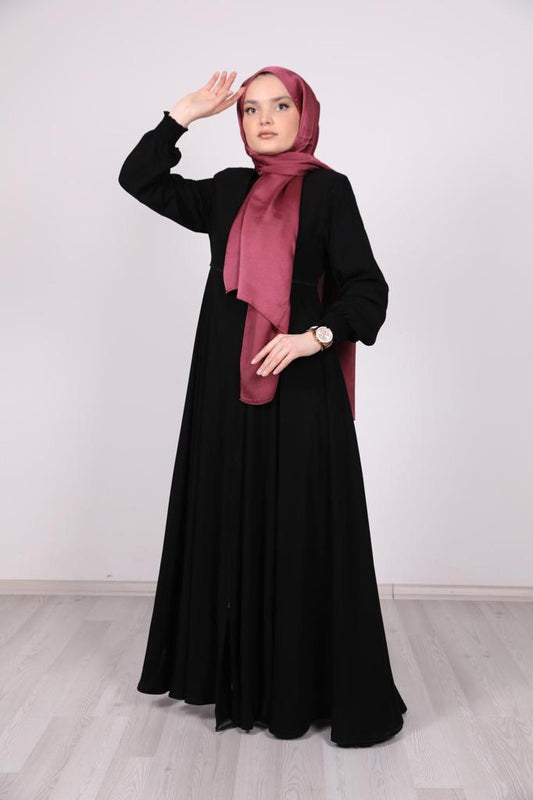 Guipure Detailed Abaya Black