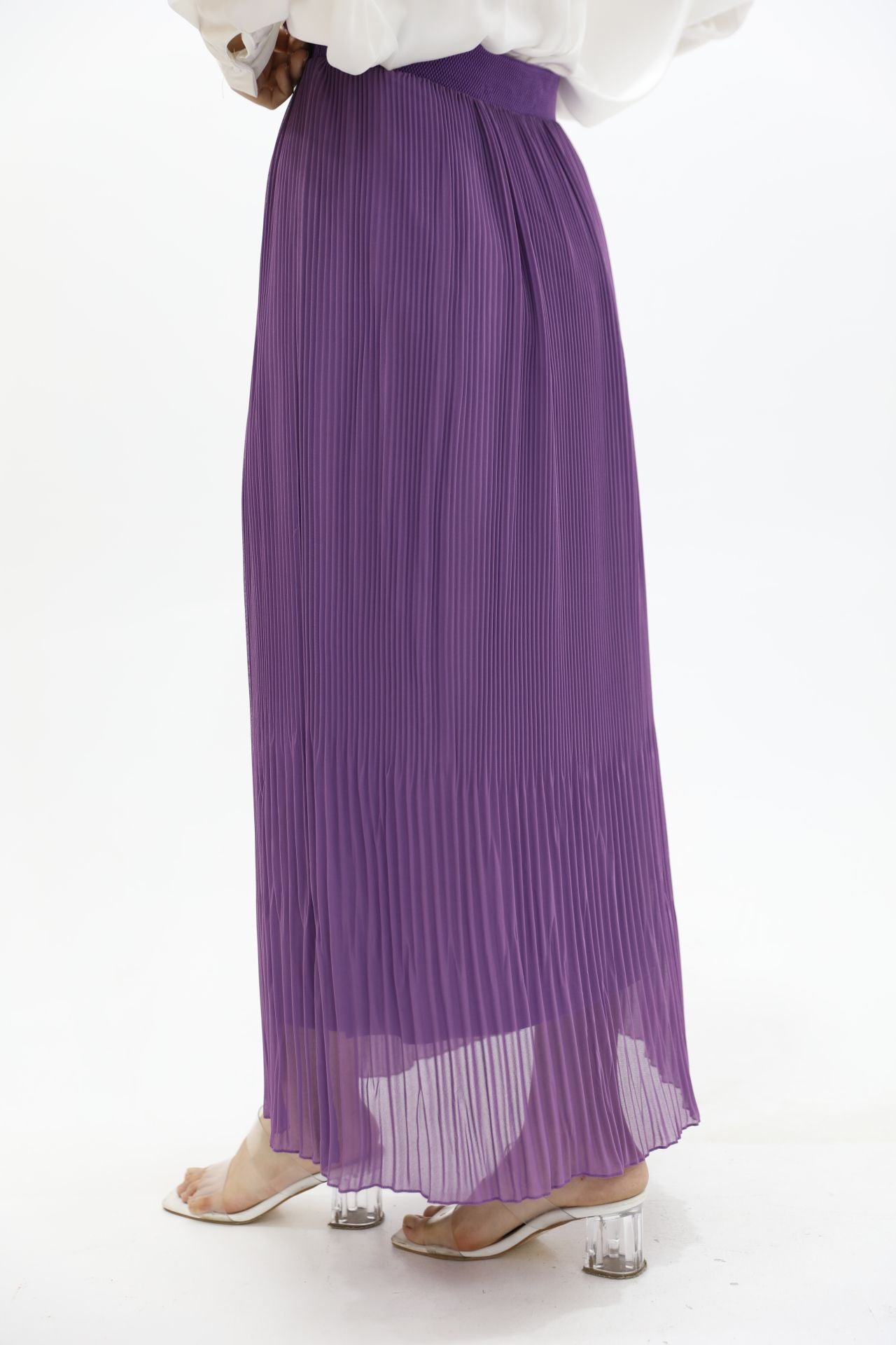 Densely Pleated Chiffon Skirt Purple