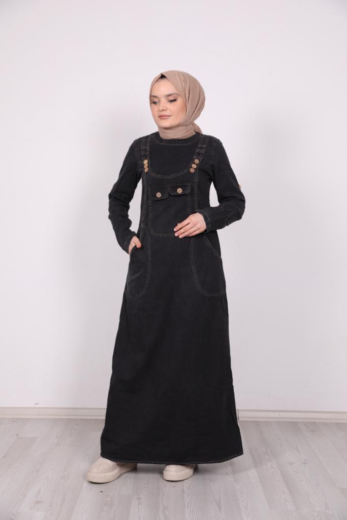 Slopet Model Denim Dress Black