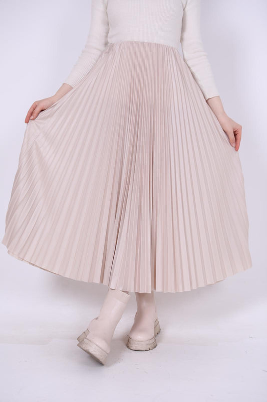 Pleated Skirt Beige