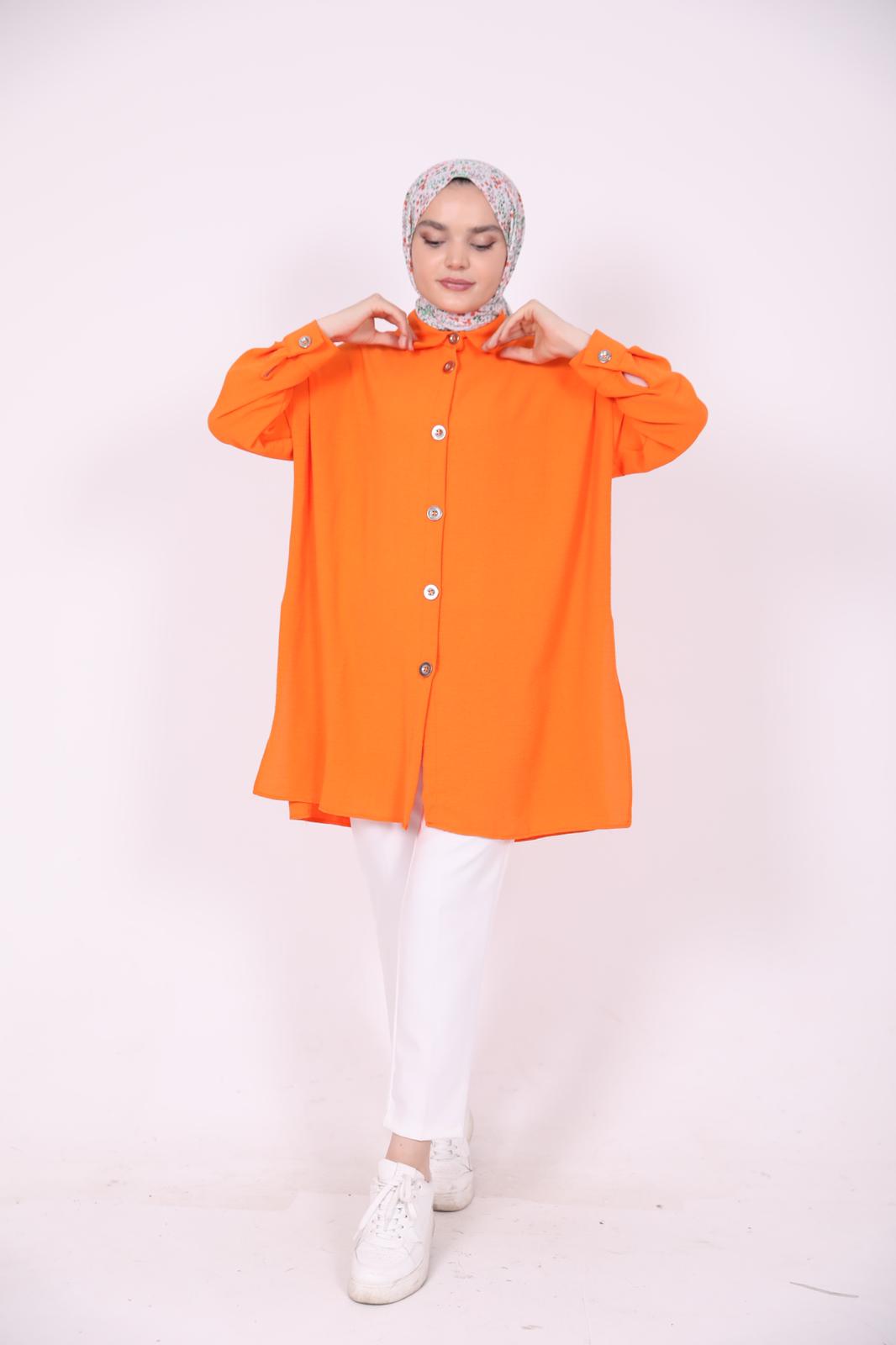 Wide Buttoned Ayrobin Shirt Orange
