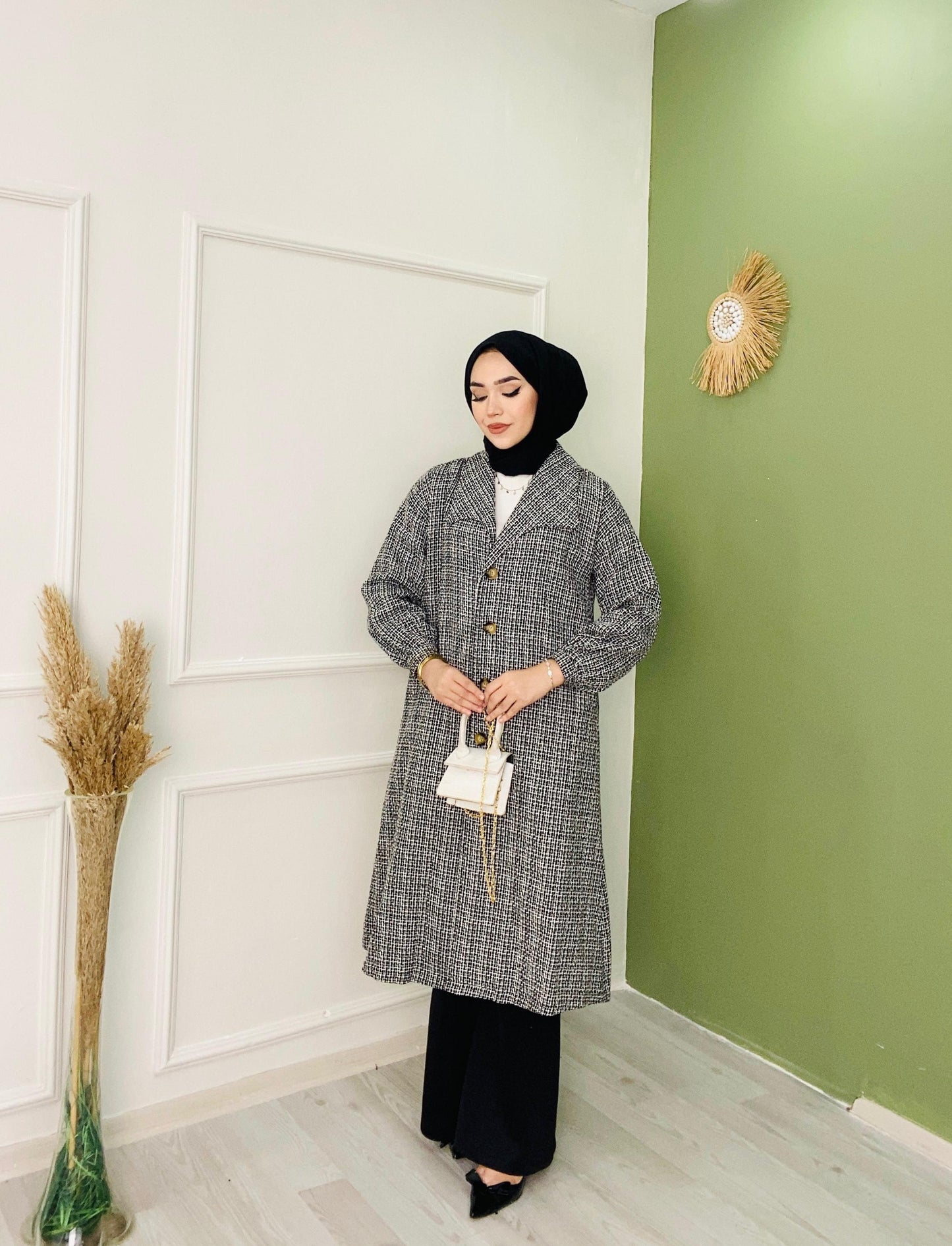 Şanel Fabric Lined Coat Black