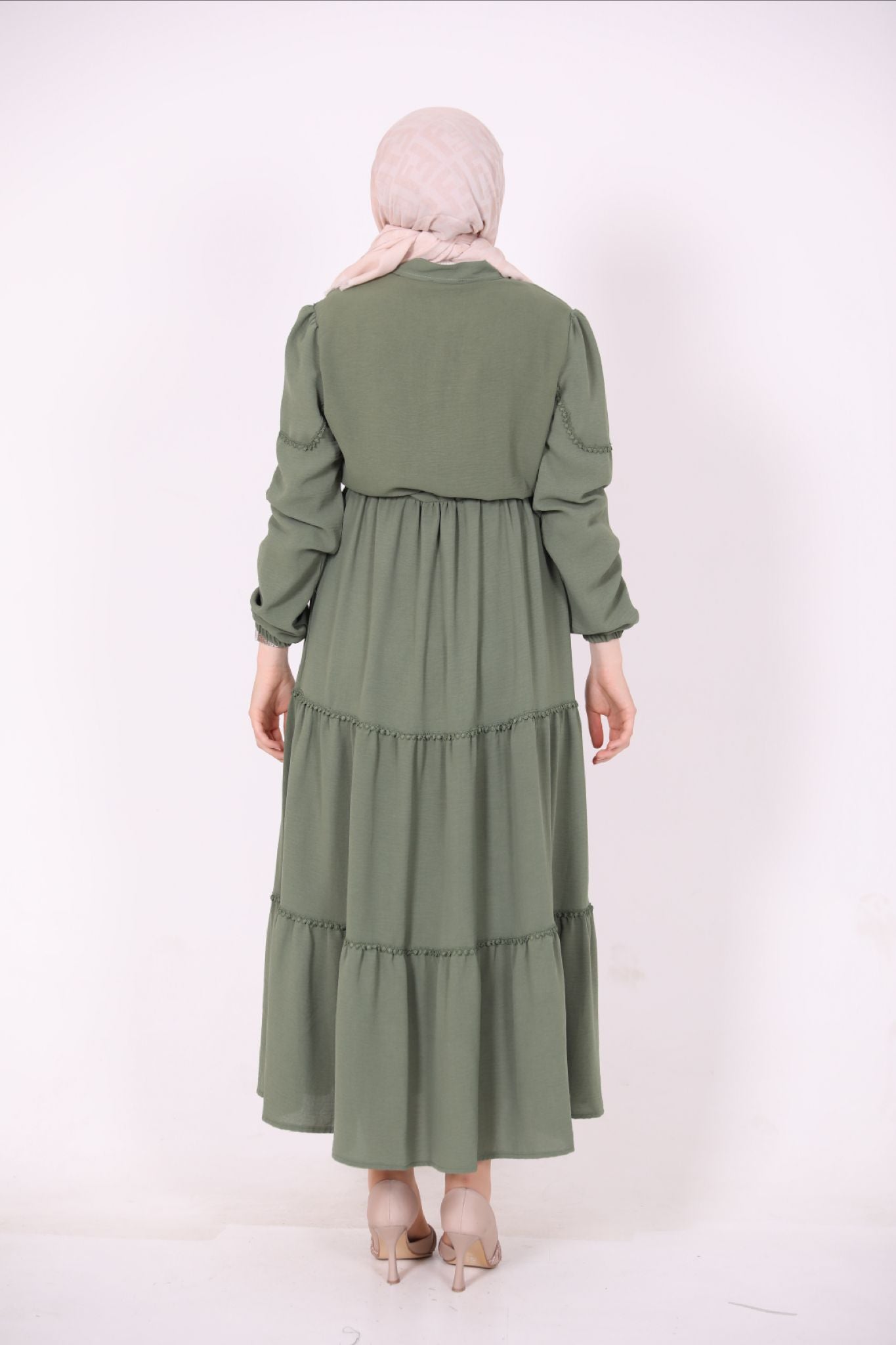 Belted Laced Dress Green