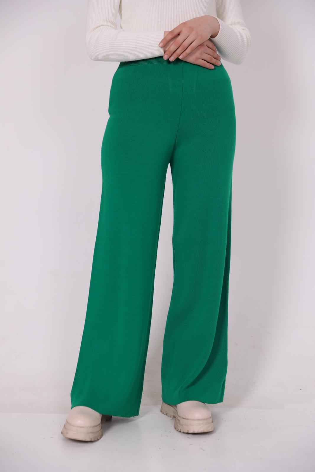 High Waist Knitwear Trousers Green