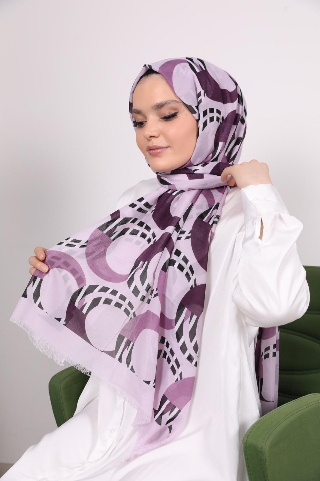 Round Pattern Shawl Purple