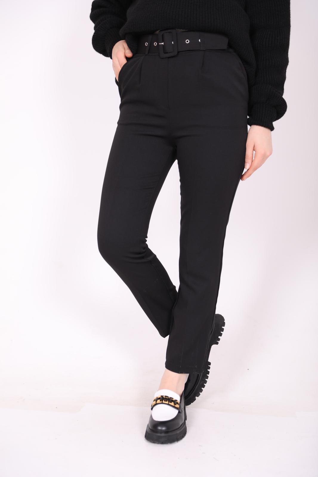 Geniş Kemerli Havuç Model Pantolon Siyah