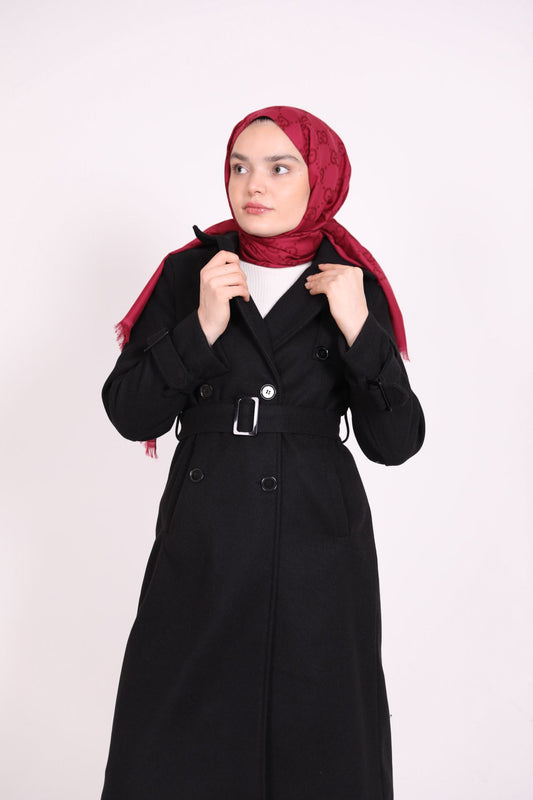 Zara Model Kaşe Coat Black