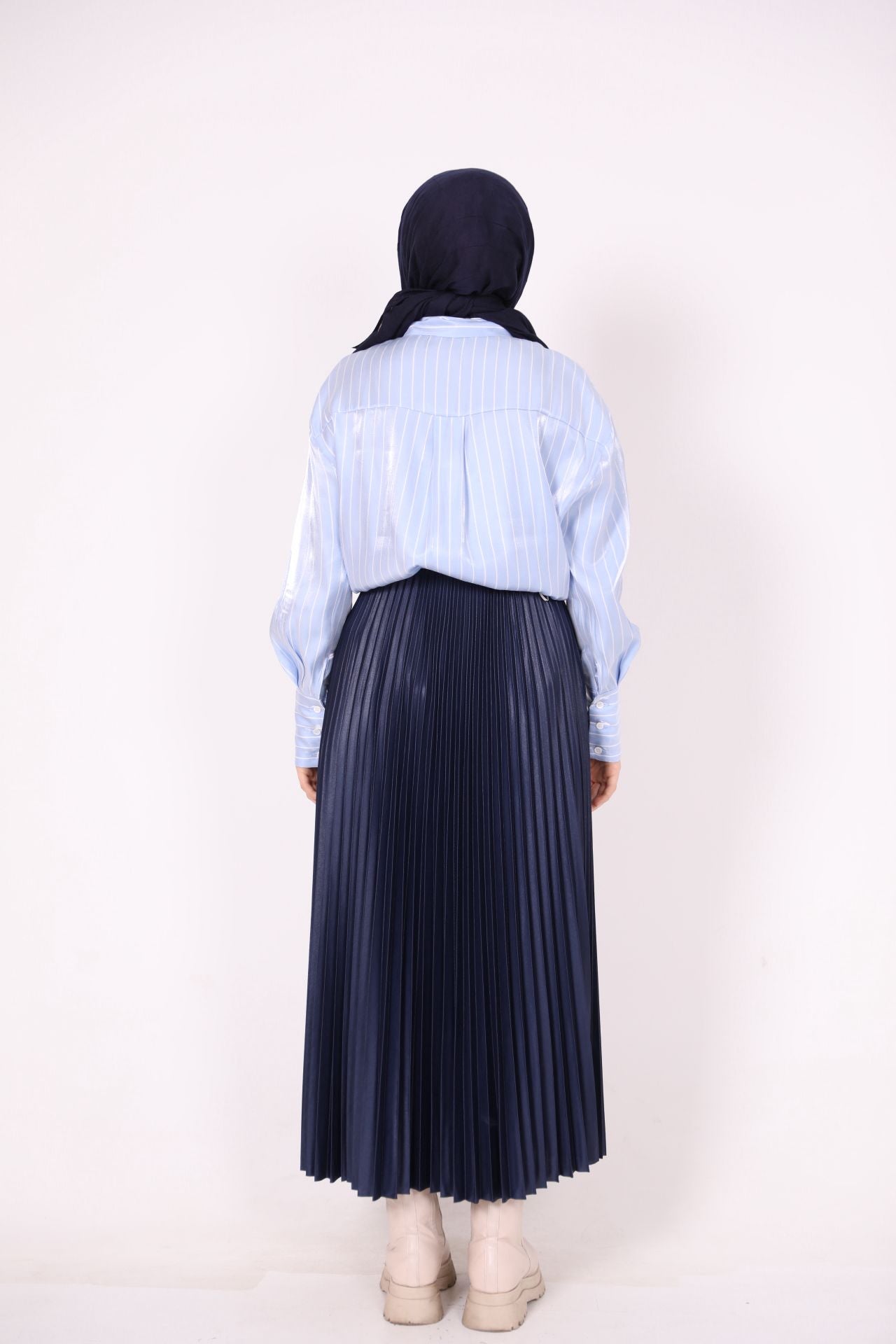 Striped Satin Shirt Blue