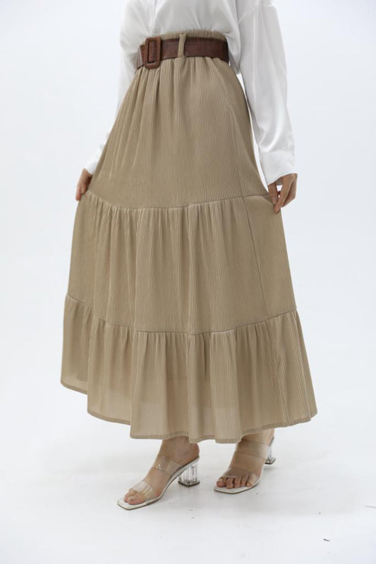 Seersucker Skirt Beige