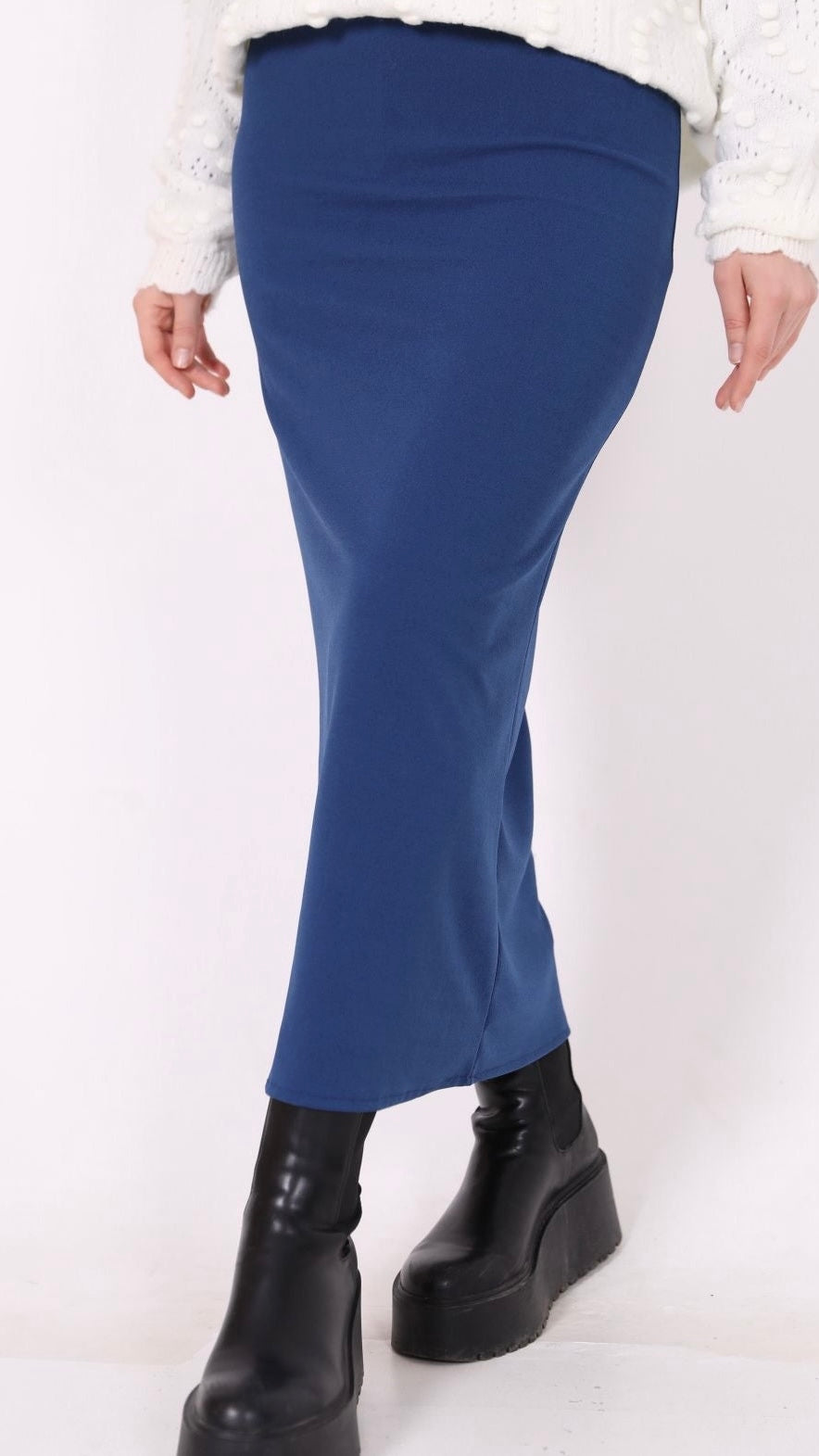 Straight Pencil Skirt Blue
