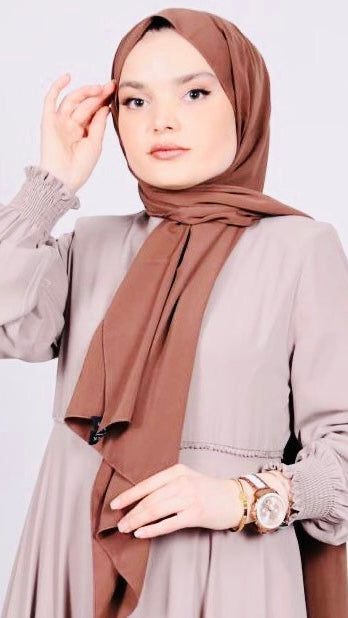Guipure Detailed Abaya Beige