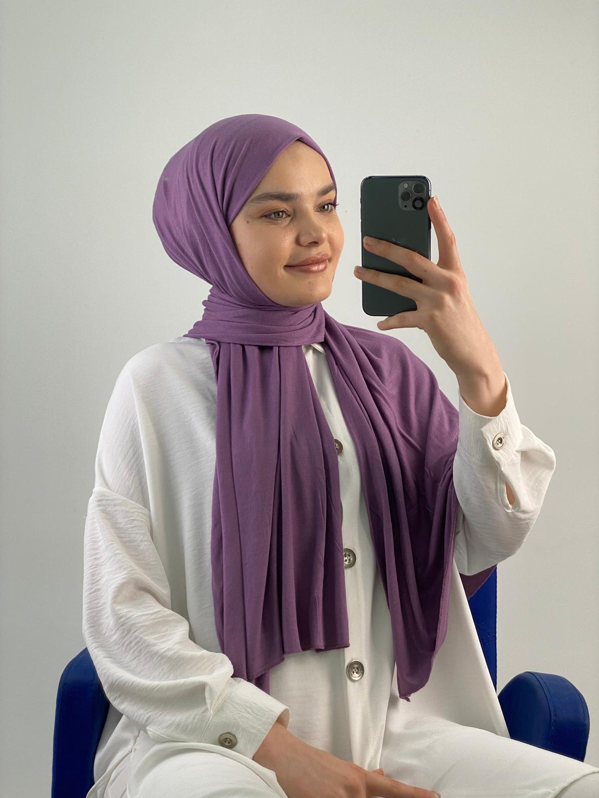 Plain Color Combed Cotton Shawl Lilac