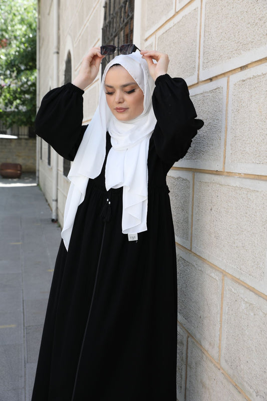 Ruffle Detailed Abaya Black
