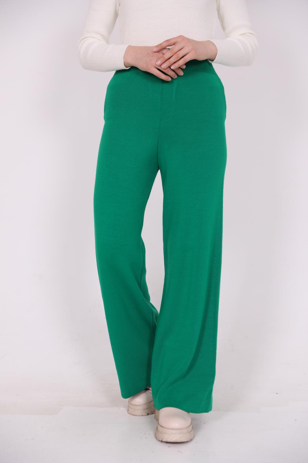 Yüksek Bel Triko Pantolon Yeşil