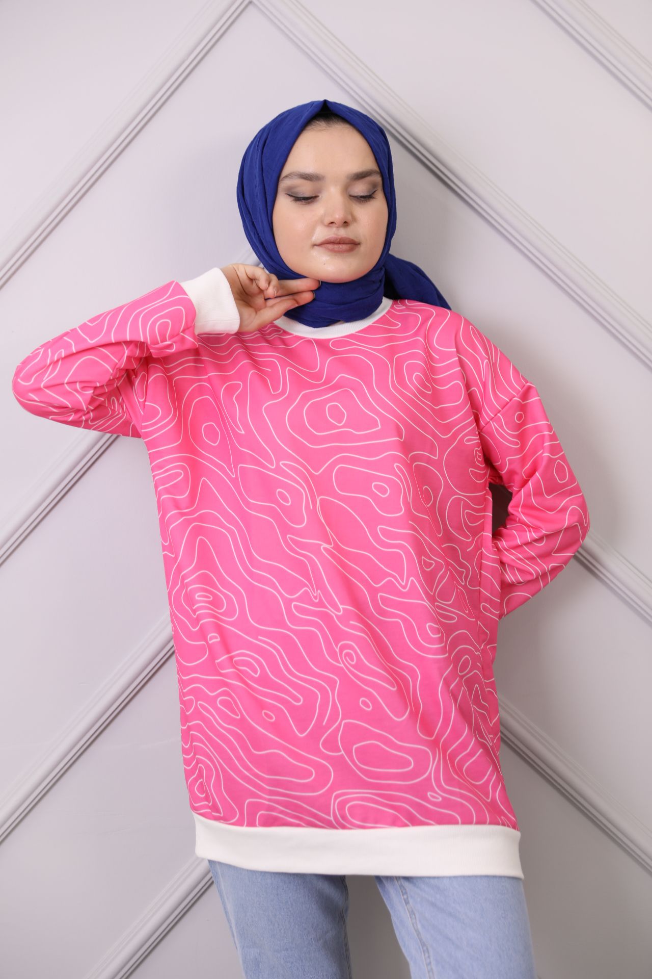Ribbed Patterned Sweat Pink