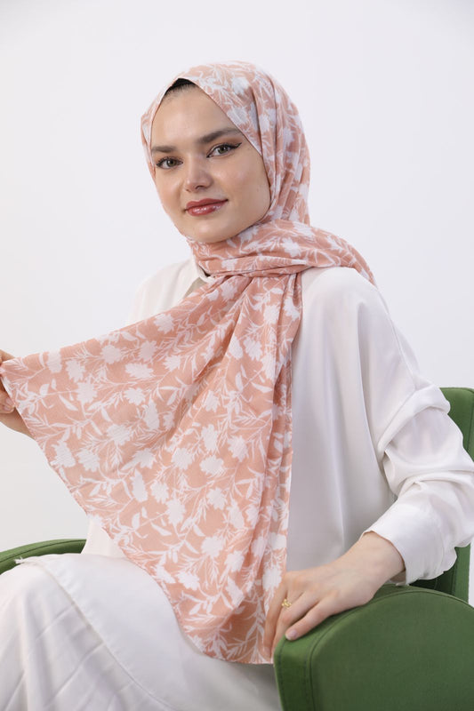 Yaprak Desenli Şal Pudra