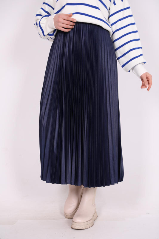 Pleated Skirt Navy Blue
