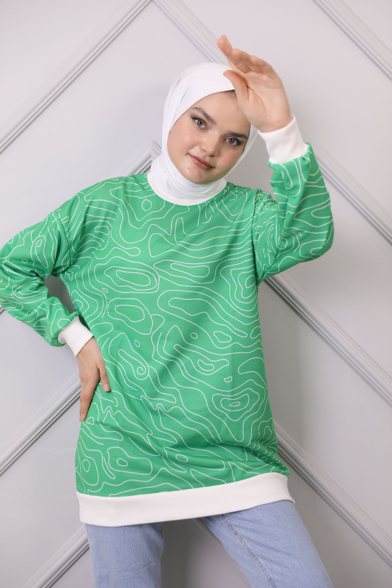 Ribbed Patterned Sweat Green