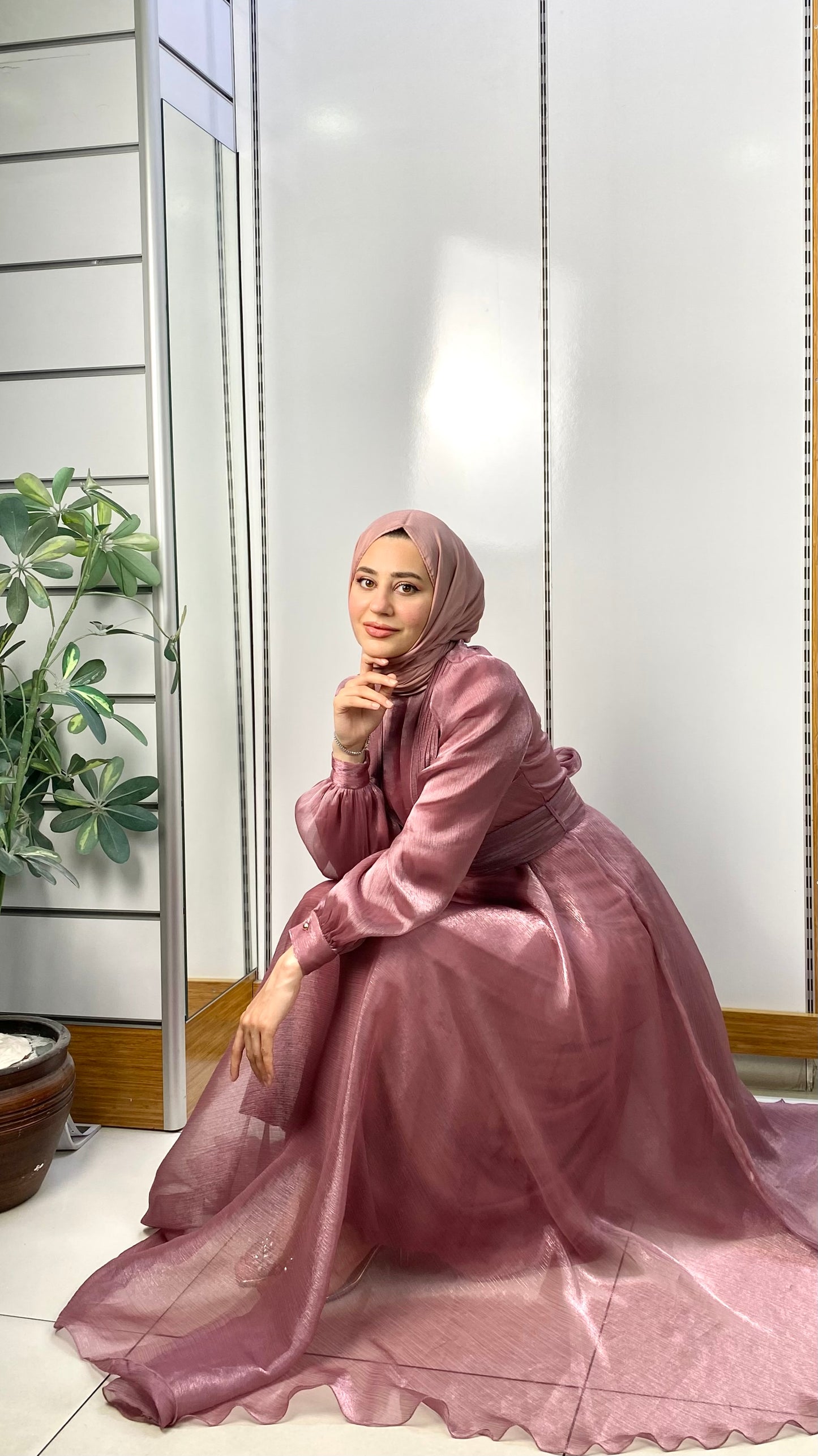 Kuşaklı Prenses Model Abiye Gül Kurusu