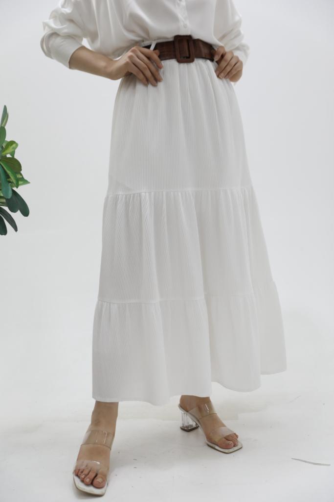 Seersucker Skirt White