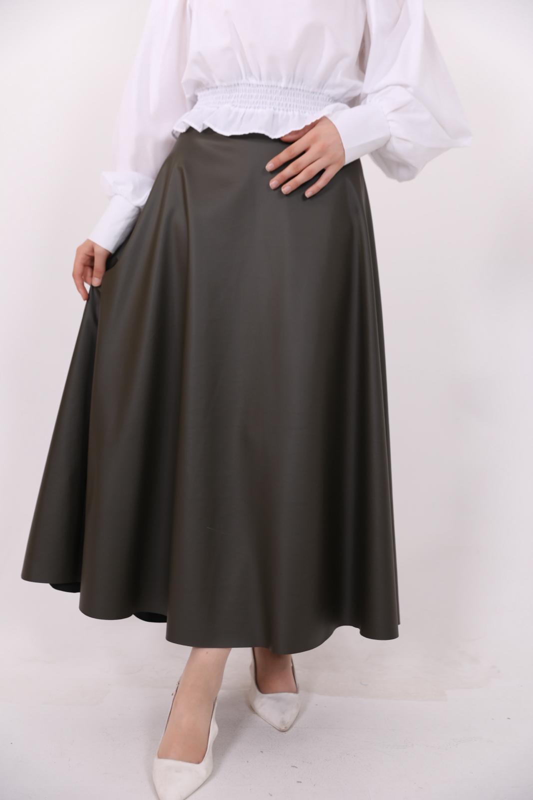 Kiloş Leather Skirt Green