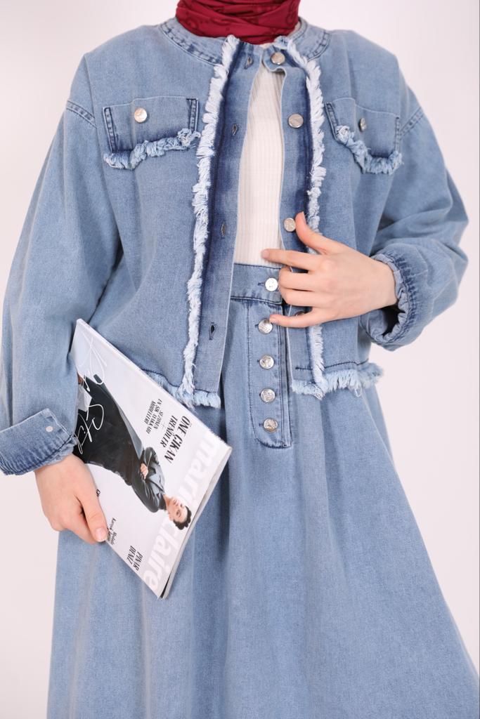 Skirt Denim Suit Blue