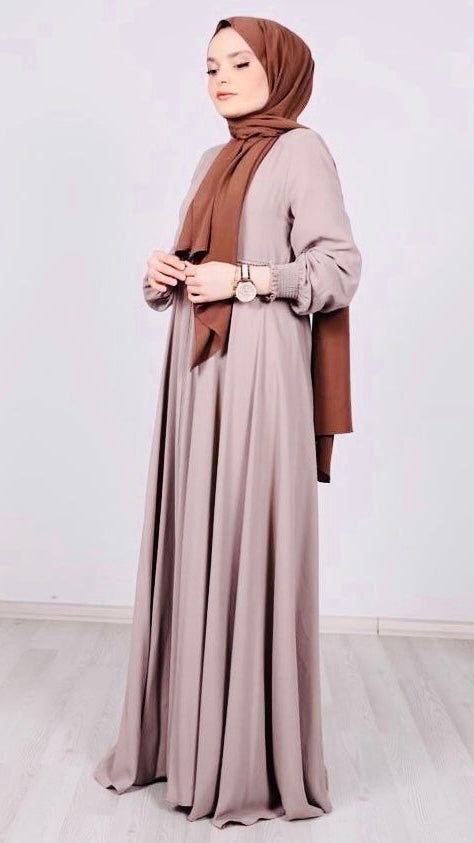 Guipure Detailed Abaya Beige