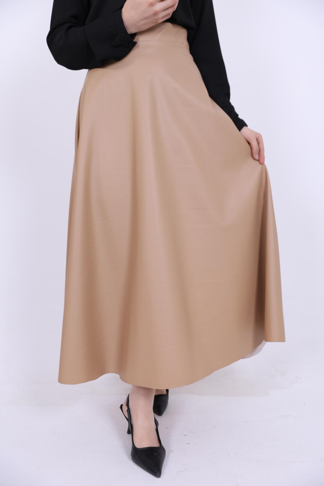 Kiloş Leather Skirt Beige